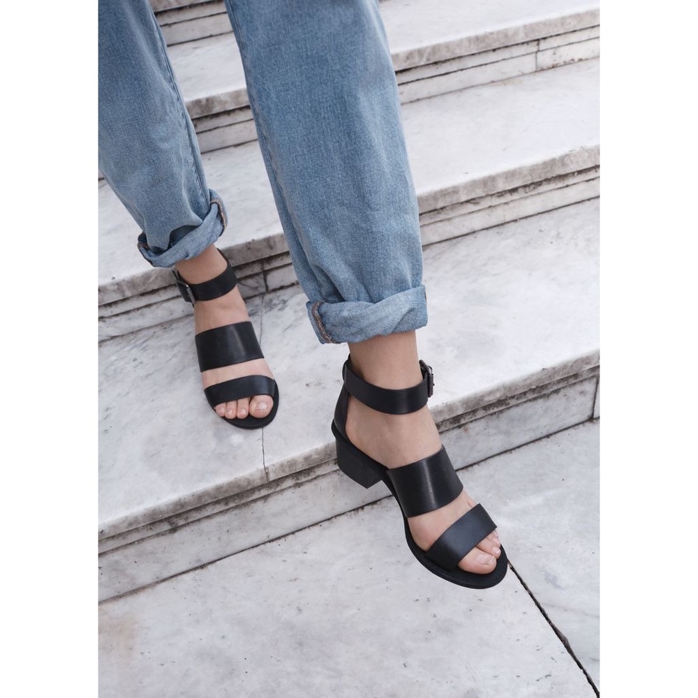 Madewell Warren Block Heeled Sandals Leather Black